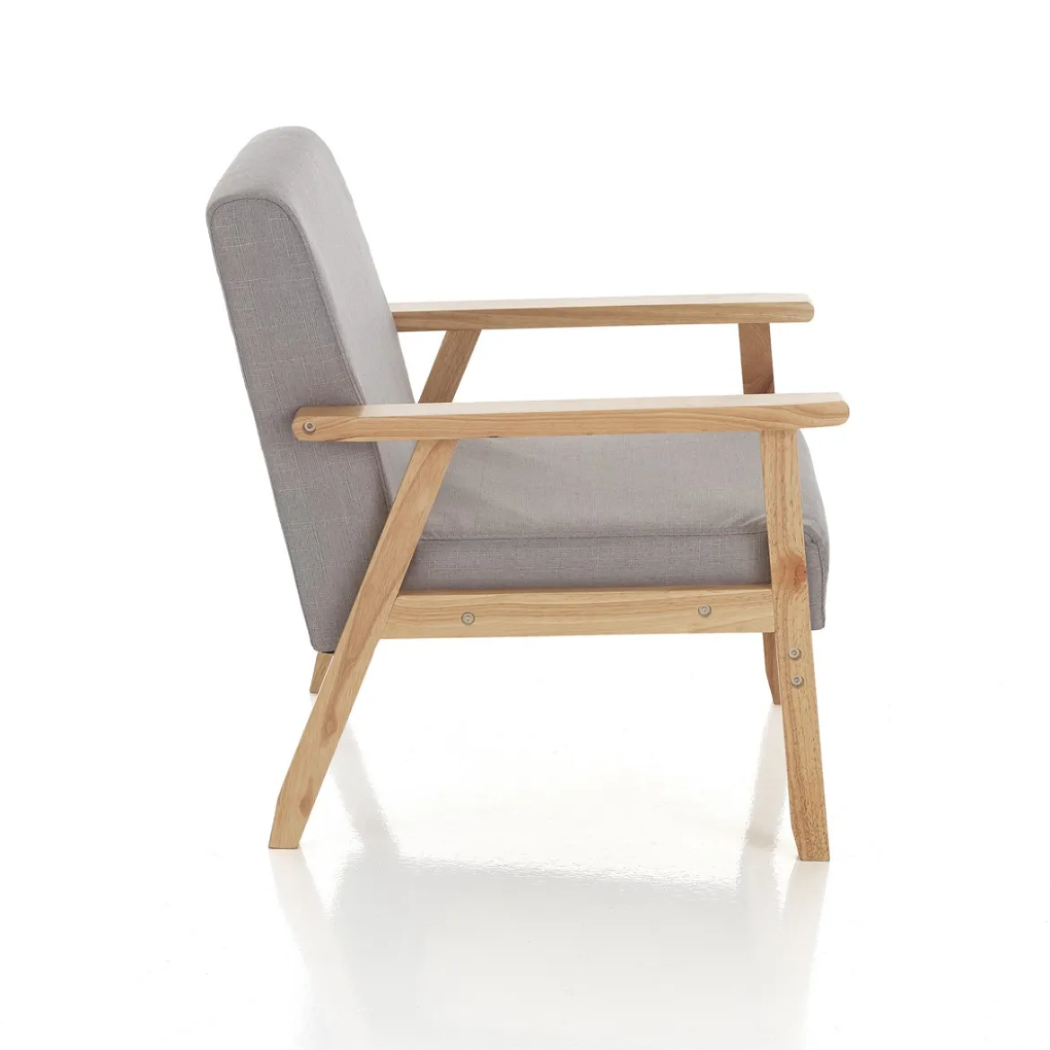Teresa divano legno massello e tessuto grigio h71 l113 p66 cm
