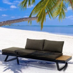 Thilia divano e chaise longue da interno - esterno in alluminio antracite opaco 228x77xh68.5 cm