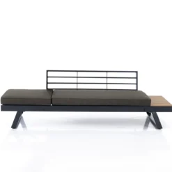 Thilia divano e chaise longue da interno - esterno in alluminio antracite opaco 228x77xh68.5 cm