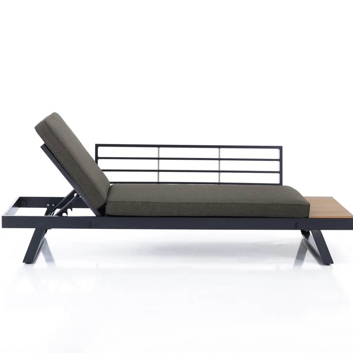 Thilia divano e chaise longue da interno - esterno in alluminio antracite opaco 228x77xh68.5 cm