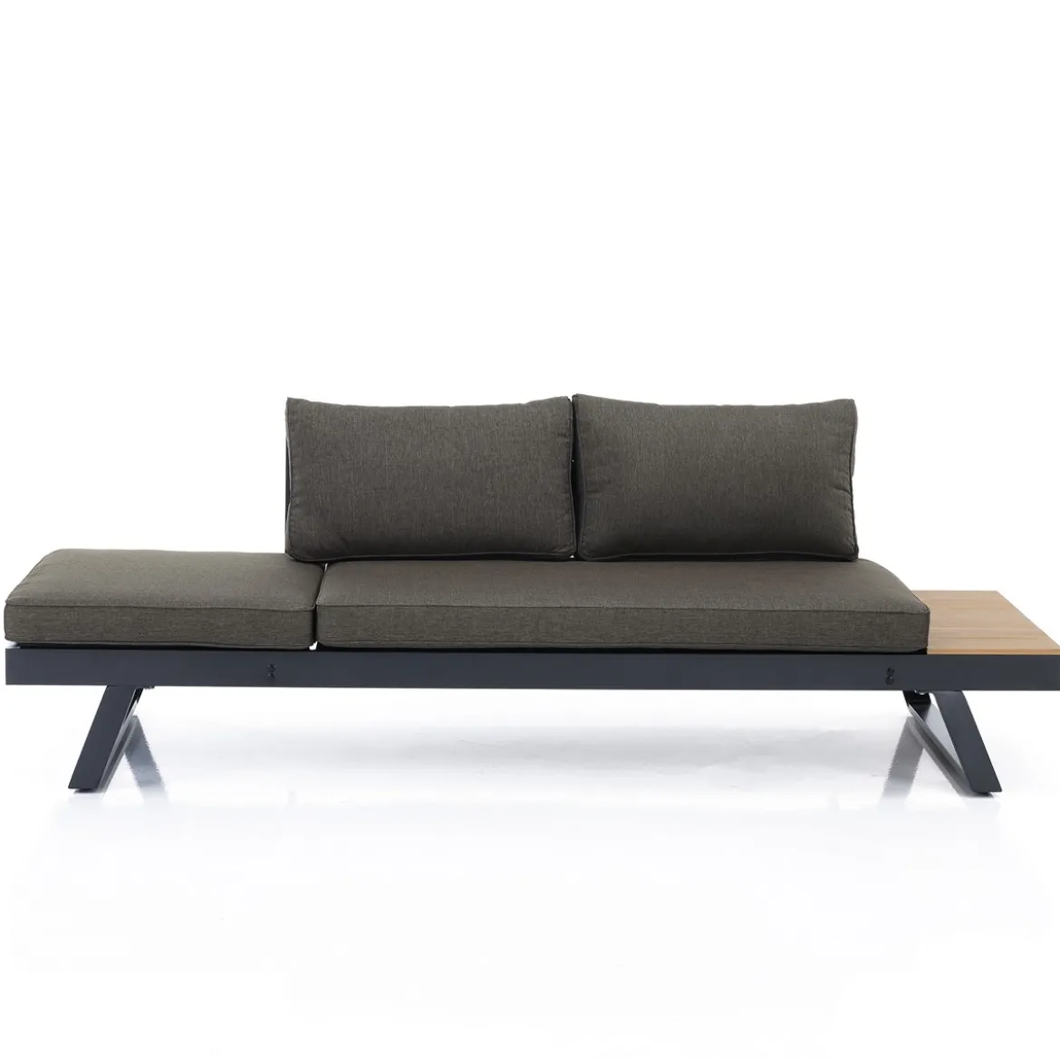 Thilia divano e chaise longue da interno - esterno in alluminio antracite opaco 228x77xh68.5 cm