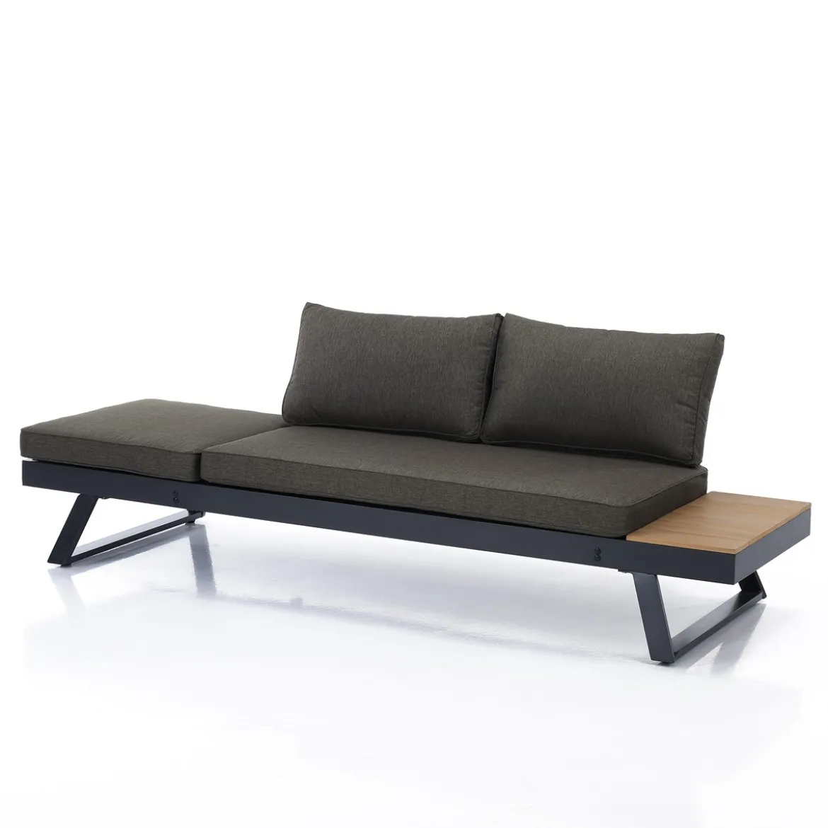 Thilia divano e chaise longue da interno - esterno in alluminio antracite opaco 228x77xh68.5 cm