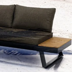 Thilia divano e chaise longue da interno - esterno in alluminio antracite opaco 228x77xh68.5 cm