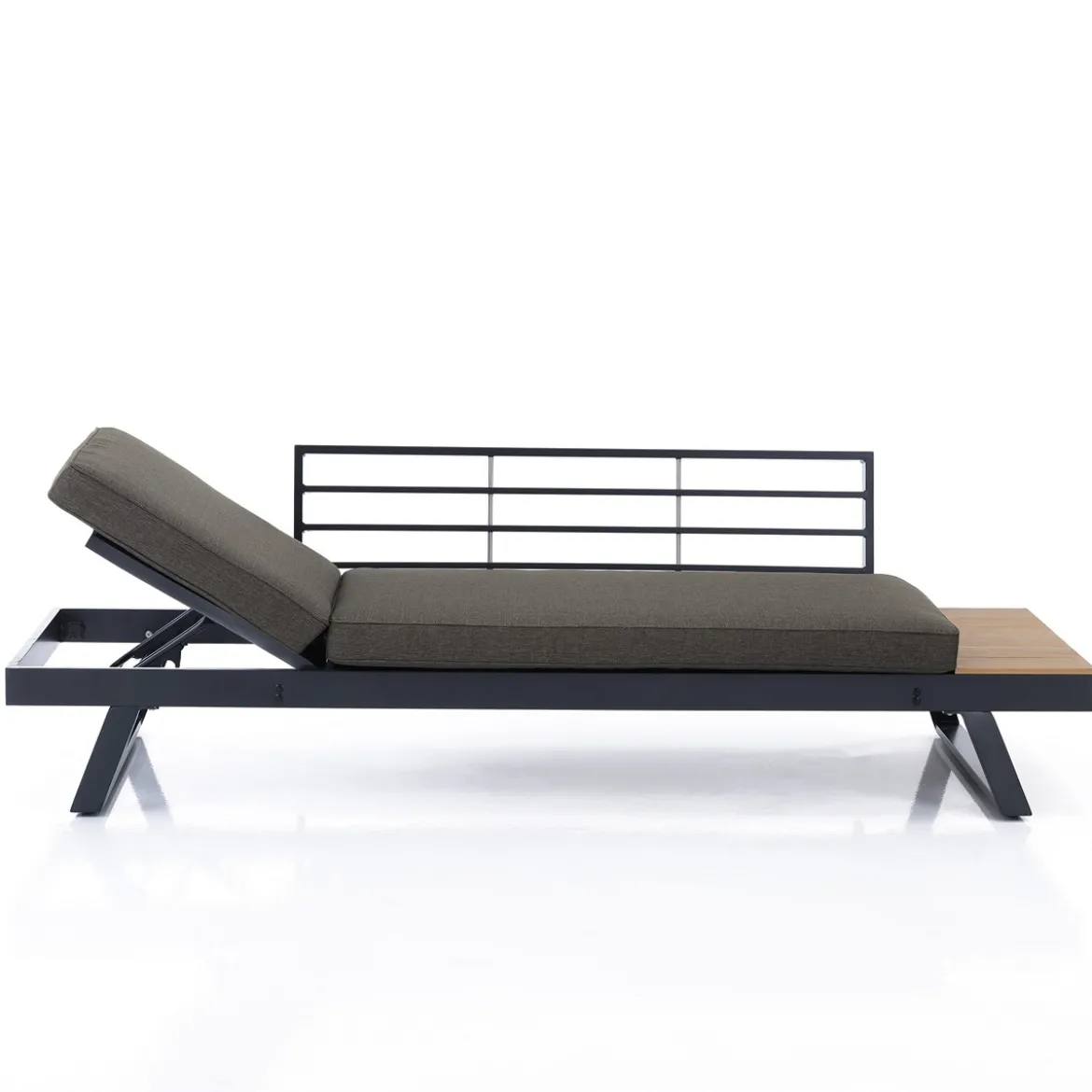 Thilia divano e chaise longue da interno - esterno in alluminio antracite opaco 228x77xh68.5 cm