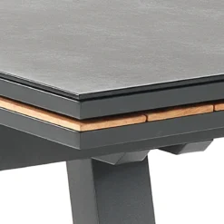 Thilia tavolo allungabile in alluminio antracite opaco piano in vetro colore antracite 200-290x100xh76 cm