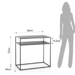 Thin consolle in acciaio antracite opaco 80x40xh77 cm