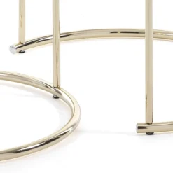 Thin-r white marble set 2 tavolini rotondi in acciaio oro lucido e mdf finitura marmo bianco lucido