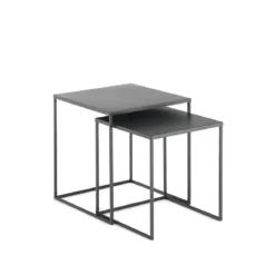 Thin set 2 tavolini in acciaio verniciato antracite opaco 40x40 35x35 cm