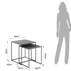Thin set 2 tavolini in acciaio verniciato antracite opaco 40x40 35x35 cm