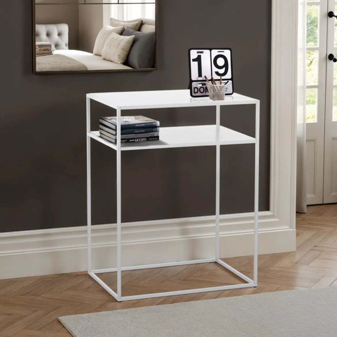 Thin white consolle in acciaio bianco opaco 60x40xh77.5 cm