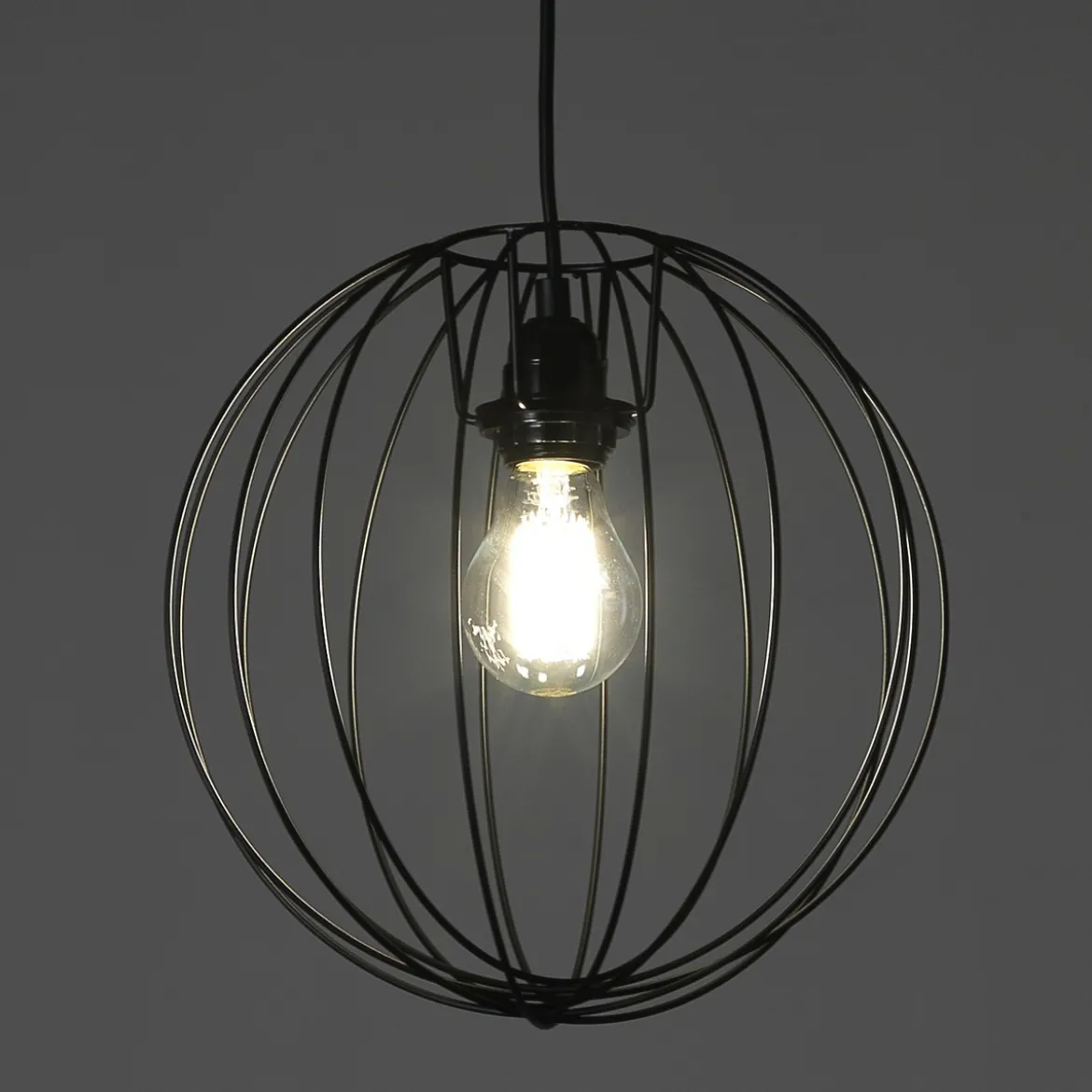Tiago lampadario in acciaio nero opaco cavo regolabile d60 cm