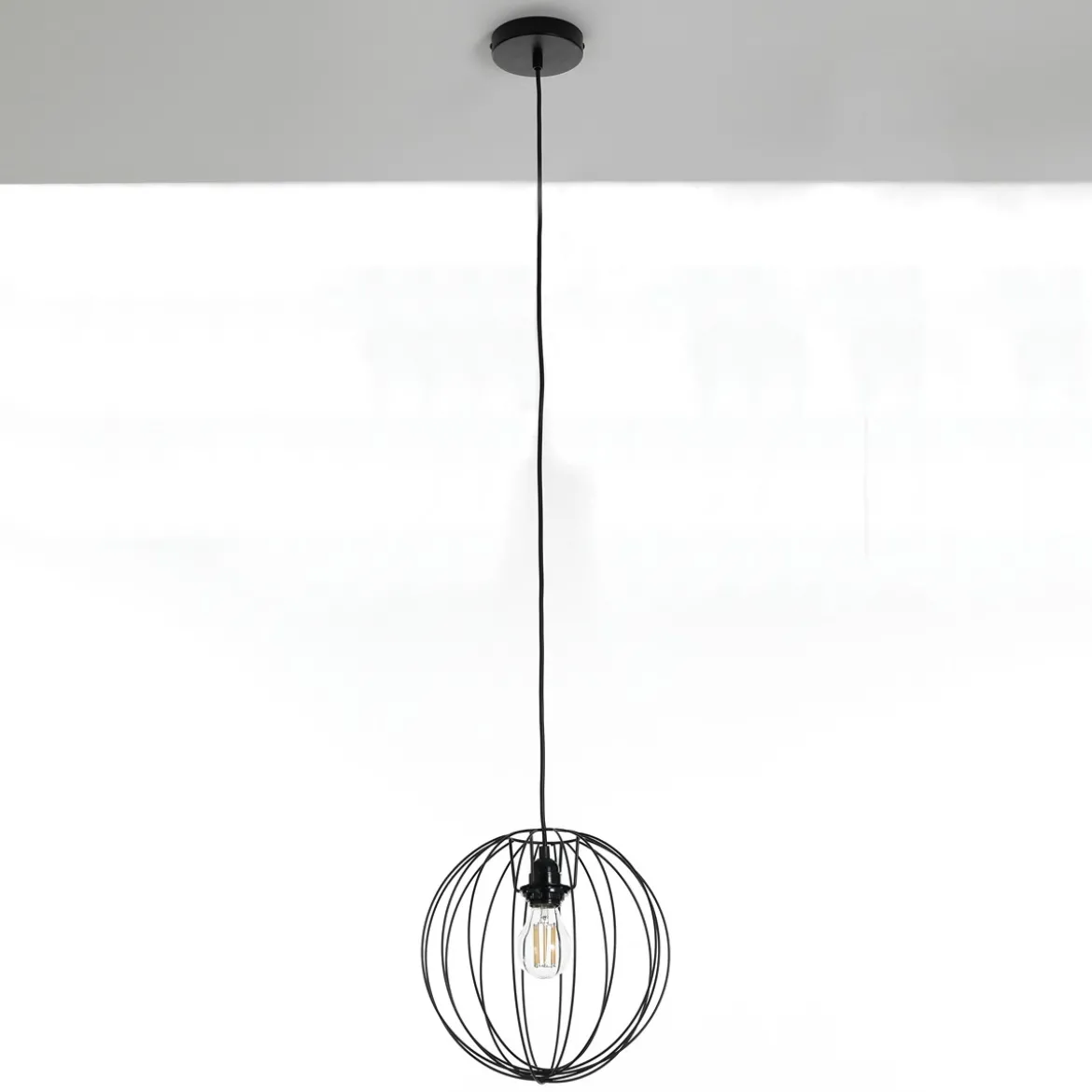 Tiago lampadario in acciaio nero opaco cavo regolabile d60 cm