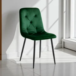 Tina green sedia in tessuto effetto velluto verde h88 l46 p56