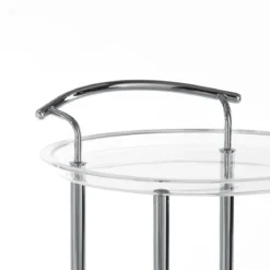 Tino round carrello con ruote in acrilico trasparente eacciaio cromato d50xh80 cm