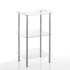 Tino scaffale in acrilico trasparente e acciaio cromato 40x30xh75 cm