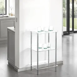Tino scaffale in acrilico trasparente e acciaio cromato 40x30xh75 cm