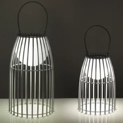 Titti big lampada da tavolo / sospensione in acciaio e resina bianco opaco con luce led d21xh50 cm