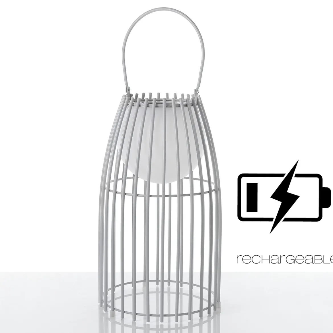 Titti big lampada da tavolo / sospensione in acciaio e resina bianco opaco con luce led d21xh50 cm