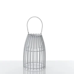 Titti lampada da tavolo / sospensione in acciaio e resina bianca opaco con luce led d17.5xh39 cm