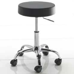 Tizio black sgabello regolabile per scrittoio pelle sintetica nero e metallo cromato 50x50xh46-60 cm