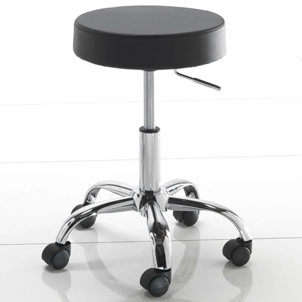Tizio black sgabello regolabile per scrittoio pelle sintetica nero e metallo cromato 50x50xh46-60 cm