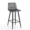 Toffee grey home sgabello rivestito tessuto effetto velluto grigio struttura metallo nero cm h91 l44 p50 seduta h65
