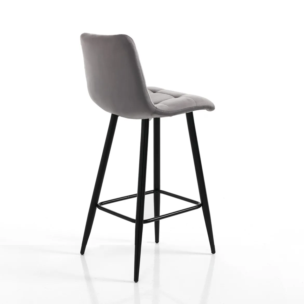 Toffee grey home sgabello rivestito tessuto effetto velluto grigio struttura metallo nero cm h91 l44 p50 seduta h65
