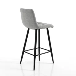 Toffee light grey home sgabello tessuto grigio chiaro struttura metallo nero cm h91 l44 p50 seduta h65