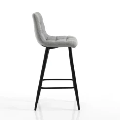 Toffee light grey home sgabello tessuto grigio chiaro struttura metallo nero cm h91 l44 p50 seduta h65