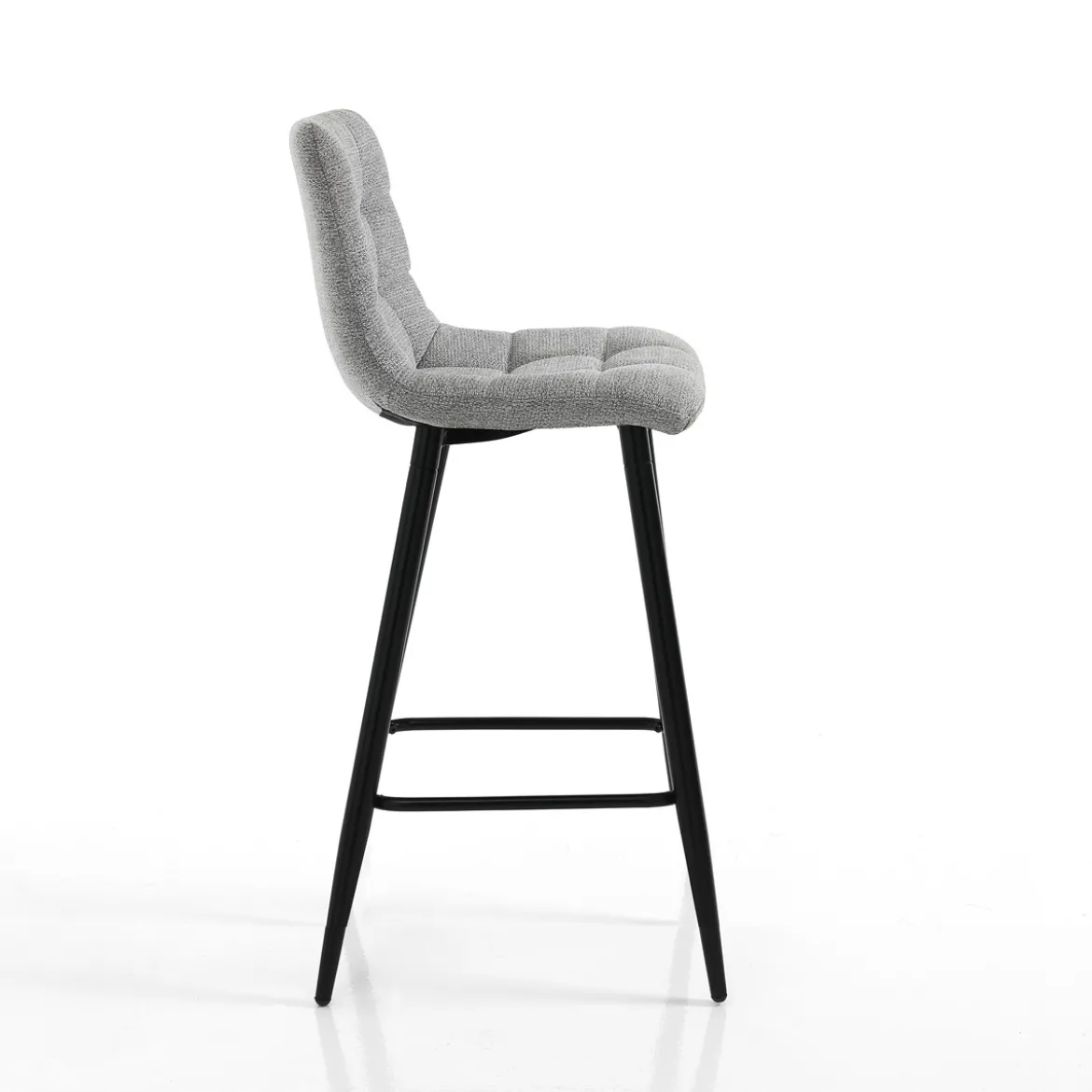 Toffee light grey home sgabello tessuto grigio chiaro struttura metallo nero cm h91 l44 p50 seduta h65