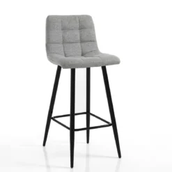Toffee light grey home sgabello tessuto grigio chiaro struttura metallo nero cm h91 l44 p50 seduta h65