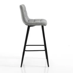 Toffee light grey sgabello grey light grey in tessuto di colore grigio chiaro e metallo nero opaco 44x50xh104 cm seduta h 78 cm
