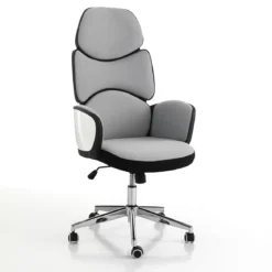 Toledo poltrona da ufficio regolabile e girevole egg in tessuto grigio ghiaccio e plastica bianco lucido 64x69 h119/129 cm