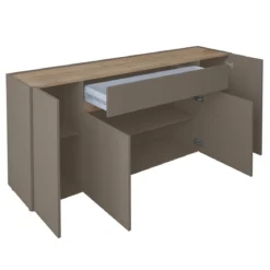 Tonya wood madia tortora e finitura rovere 4 ante 1 cassetto 172x39.5xh85 cm