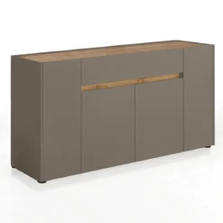 Tonya wood madia tortora e finitura rovere 4 ante 1 cassetto 172x39.5xh85 cm