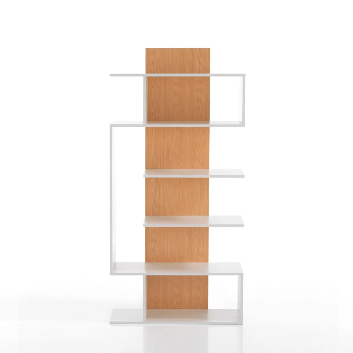 Tower-b libreria a colonna sanna bianco opaco e finitura rovere 80x25.5xh170 cm