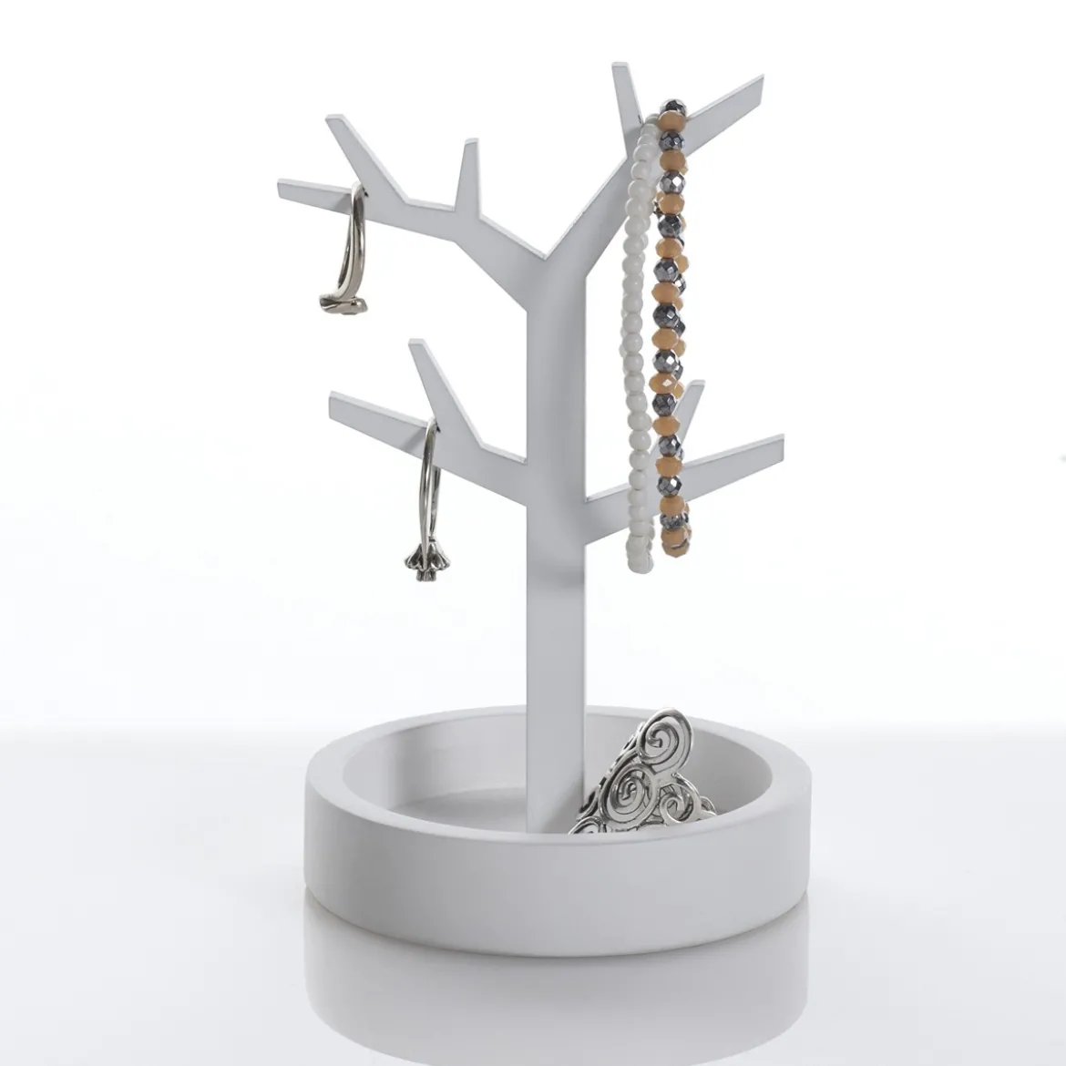 Tree portagioie laccato bianco opaco h13 d8 cm