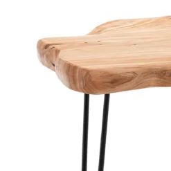 Trunk-b tavolino in metallo nero opaco piano in legno massello 45x40 h53 cm