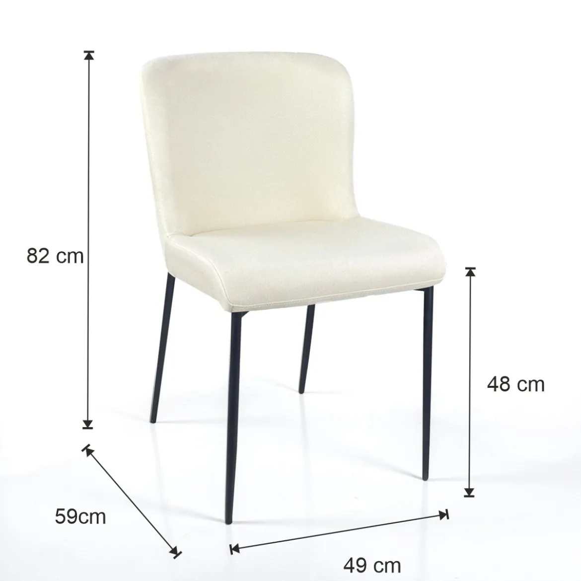 Tryun Beige sedia Imbottita tessuto beige struttura metallo nero opaco h82 l49 p59