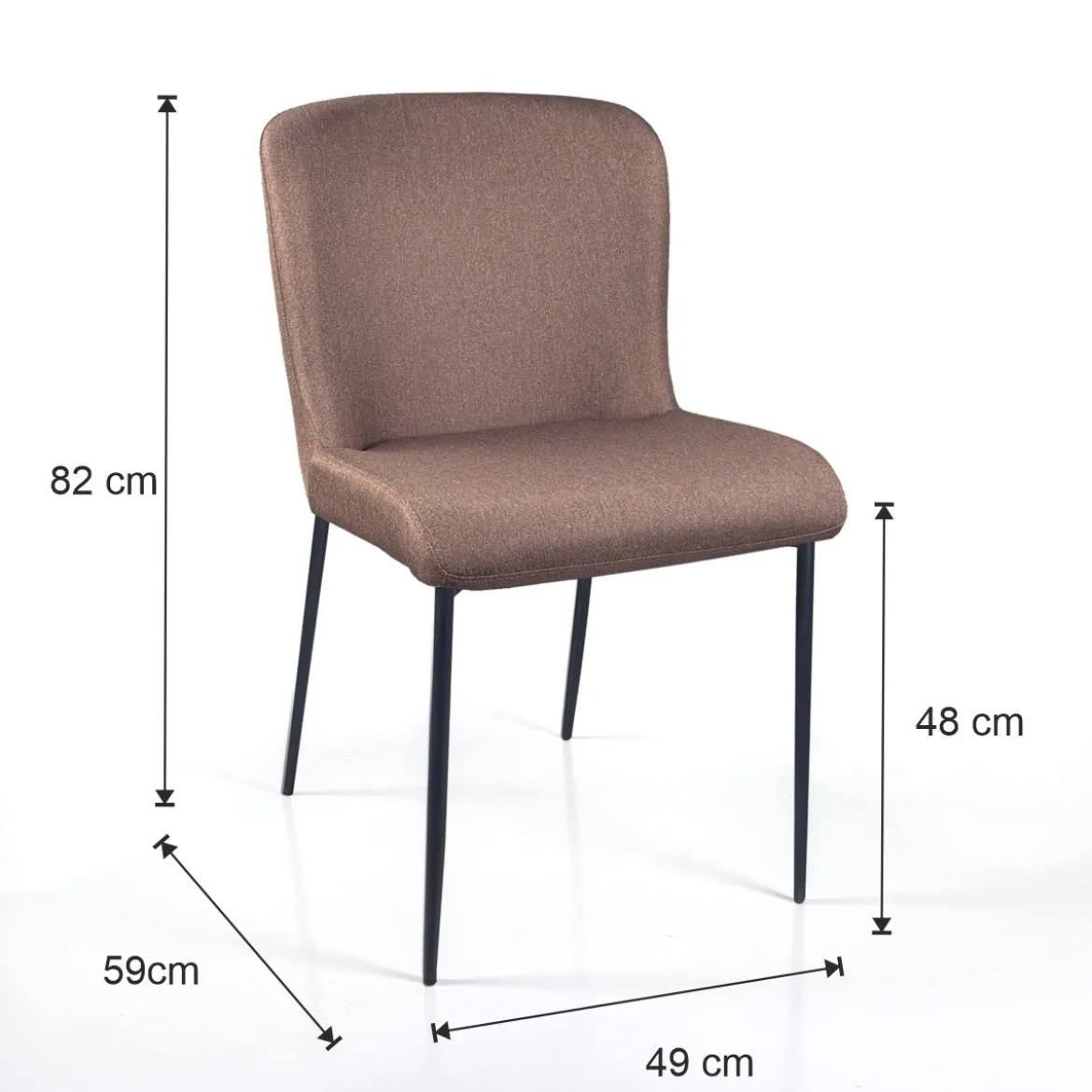 Tryun Brown sedia Imbottita tessuto marrone struttura metallo nero opaco h82 l49 p59