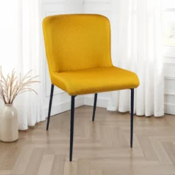 Tryun Yellow sedia Imbottita tessuto giallo struttura metallo nero opaco h82 l49 p59