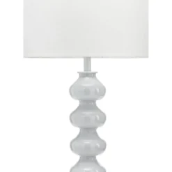 Vanity white lampada da terra metallo bianco opaco paralume tessuto bianco d45 h170