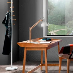 Varm lampada da tavolo in legno massello finitura rovere h61 d20 cm