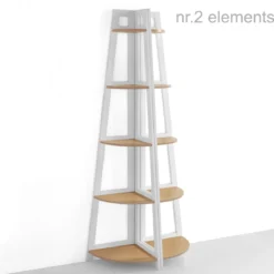 Varm wood libreria angolare laccata bianco opaco e finitura rovere 36x36xh170 cm