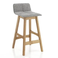 Varm wood sgabello in tessuto grigio e legno massello tinto finitura rovere 39x47xh68 cm