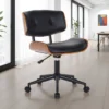 Visby-b dark wood sedia da ufficio regolabile e girevole multistrato finitura noce e pelle sintetica nera 50x54 h78/88 cm