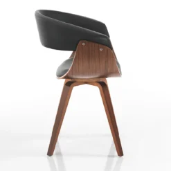 Visby dark wood sedia in pelle sintetica nera e legno multistrato finitura noce 62x51xh81 cm
