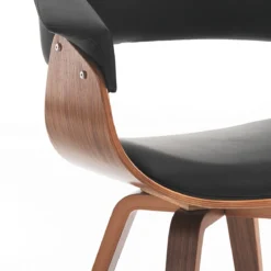 Visby dark wood sedia in pelle sintetica nera e legno multistrato finitura noce 62x51xh81 cm