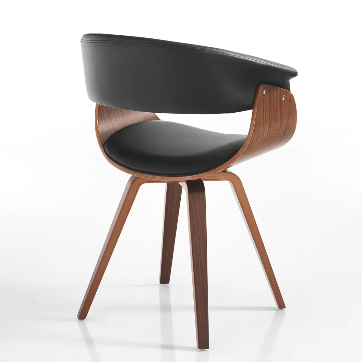 Visby dark wood sedia in pelle sintetica nera e legno multistrato finitura noce 62x51xh81 cm