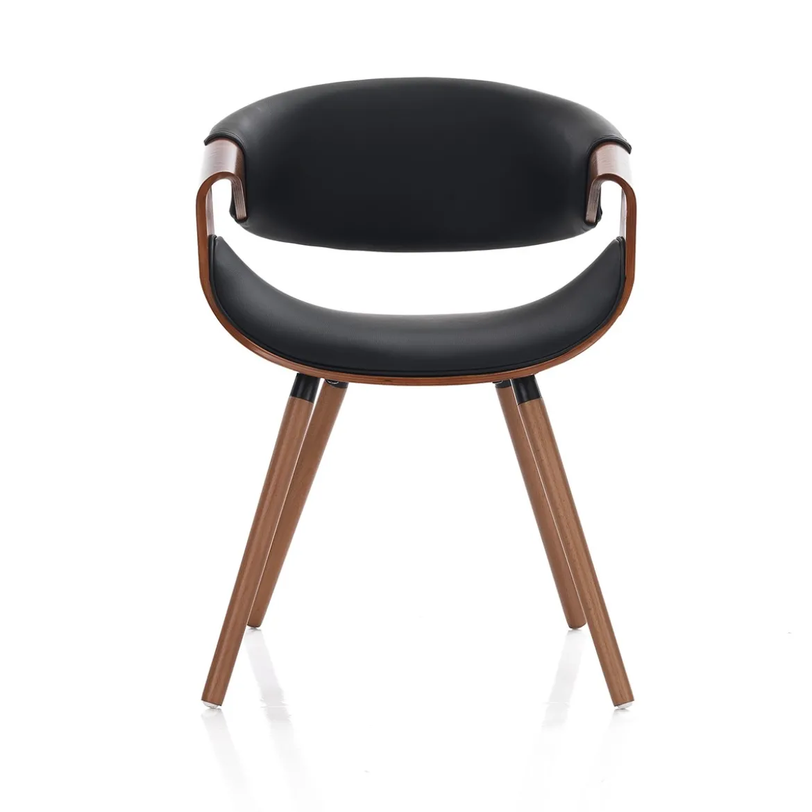 Visby 2 Dark Wood sedia multistrato curvato tinto finitura Noce pelle sintetica Nera h72 l53 p59